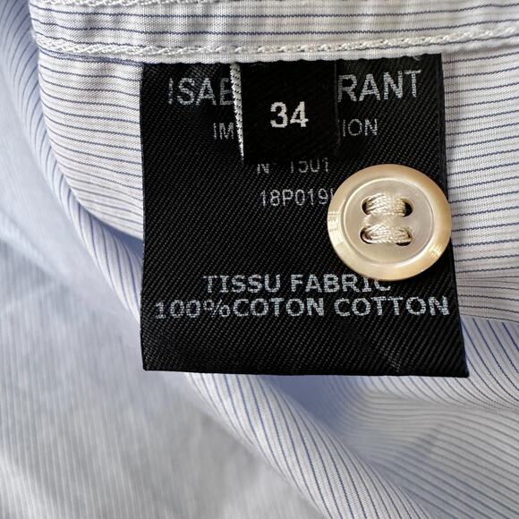 Isabel Marant Shirt Women’s 34 Blue Striped Cotton Long Sleeve Button-Up US 2 - Picture 7 of 11